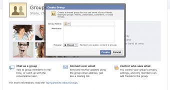 The new Facebook Groups creation page