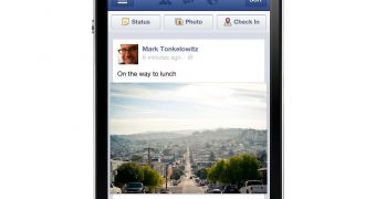 The new Facebook mobile app layout for a single photo post