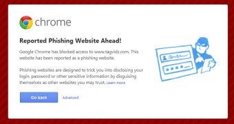 Google Chrome flags the site as being malicious