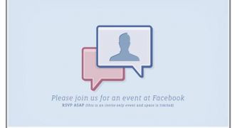 Facebook's invitation for the event has a couple of messages icons and a profile pic, a subtle hint at video chat