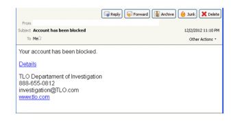 Fake “Account Has Been Blocked” TLO Emails Carry Cridex Malware
