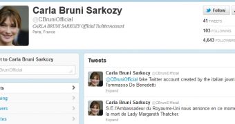 Fake Carla Bruni-Sarkozy Twitter account
