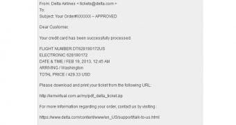 Fake Delta Airlines Emails: Your Credit Card Has Been Successfully Processed