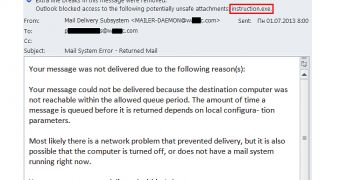 Malicious email delivery failure notification (click to see full)