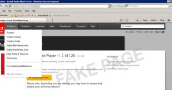Fake Adobe Flash Player update website