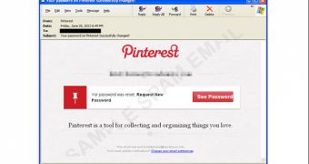 Fake Pinterest password reset notifications