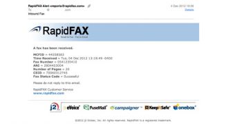 Fake RapidFAX email