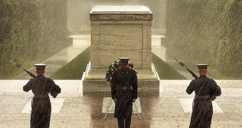 This shot of soldiers guarding the Tomb of the Unknown Soldier in Arlington, Virginia was taken in September