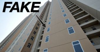 Chinese building has fake windows