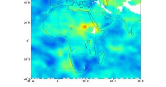 This map shows humidity over Africa