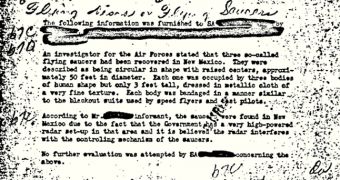 An FBI UFO sighting memo has remained a mystery since 1950