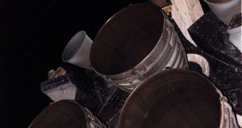 During shuttle lift-off, these three engines are supported by two solid rocket motors, built and tested by ATK Launch Systems