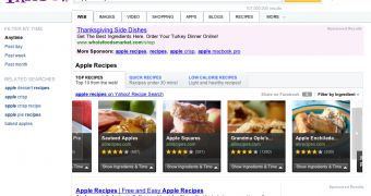 Recipe results in Yahoo Search