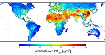 US satellite-derived map of PM2.5 averaged over 2001-2006