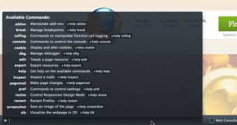 Some of the commands available via the Firefox developer toolbar