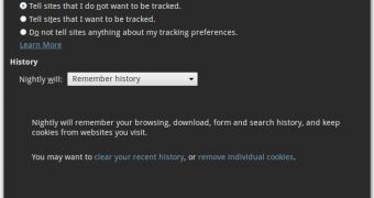 Do Not Track preferences in Firefox 21 Nightly