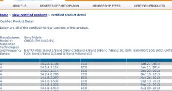 Firmware certifications for Xperia Z Ultra