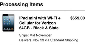 iPad mini order confirmation