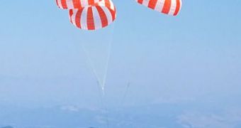 The three delpoyed parachutes for a safe landing