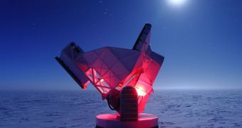 This is the South Pole Telescope, which provided the data used in the new study