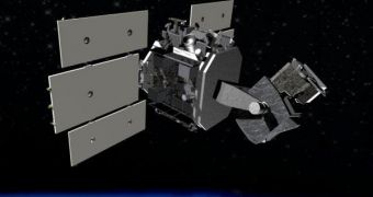 Artist's rendition of the first SBSS satellite in Earth's orbit