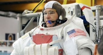 Steven Bowen is seen here training for the STS-133 EVA, weeks before launching to the ISS aboard space shuttle Discovery