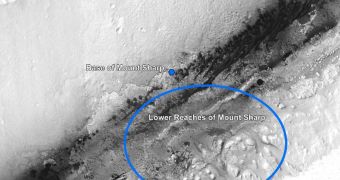 Image showing the location of Glenelg, Curiosity's first science target on the surface of Mars