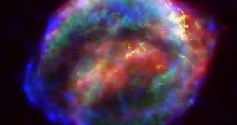X-ray, optical & infrared composite image of Kepler's supernova remnant