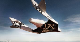 This is the SpaceShipTwo, seen here flying over the Mojave Desert