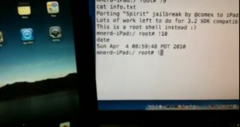A screenshot from MuscleNerd's iPad jailbreak video