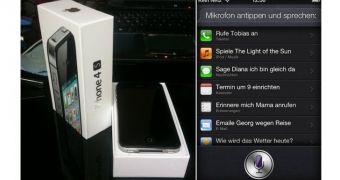 iPhone 4S unboxing pictures and iOS 5 screenshot (Siri)