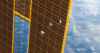 Three of the CubeSats jetisoned off the ISS