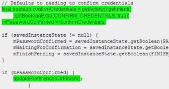 Piece of code used to confirm existing credentials