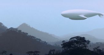 Artistic impression of the Manned Cloud airship in flight