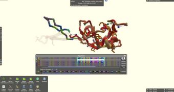 The 'unsolved monkey virus protein' Foldit puzzle, highlighting the tool used by online gamers