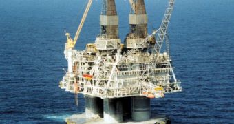 An off-shore drilling rig, for extracting oil