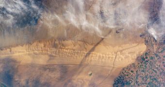 These are the Algodones Dunes in southern California, as seen from orbit