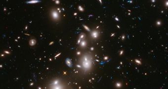 This is the Hubble deep-field image used to identify the four distant, extremely-bright dwarf galaxies