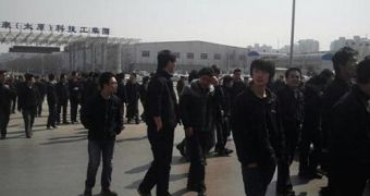 Foxconn workers on strike