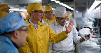 Tim Cook on a visit to Foxconn's factories in China