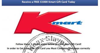 Post promoting fake gift card from Kmart