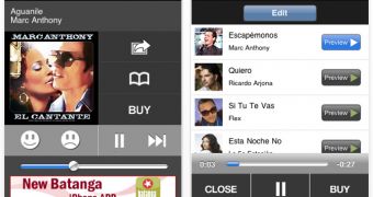 Batanga Radio application user interface (iPhone screenshots)