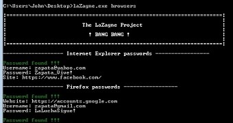 LaZagne retrieves credentials from Firefox and IE