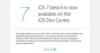 iOS 7 Beta 6 notice