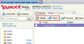 The Yahoo Mail buttons