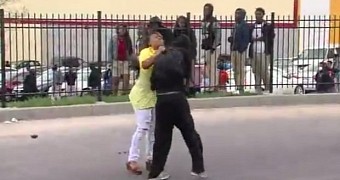 Mom drags rioting son back home
