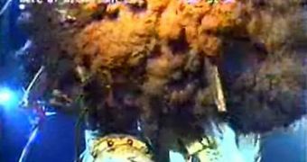 Photo of the oil spill at the bottom of the Gulf of Mexico, as imaged by underwater robots