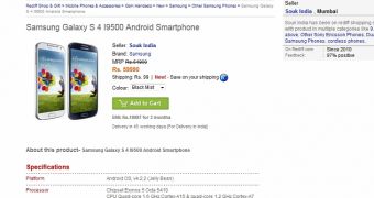 Samsung GALAXY S 4 listed in India