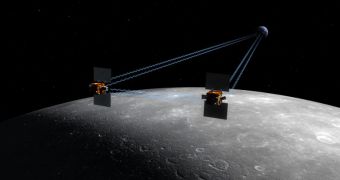 Rendition of the GRAIL spacecraft in lunar orbit