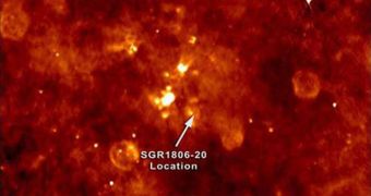 Image showing the location of the rare magnetar SGR 1806-20